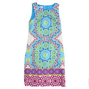 London Times geometric medallion colorful shift dress size small 4